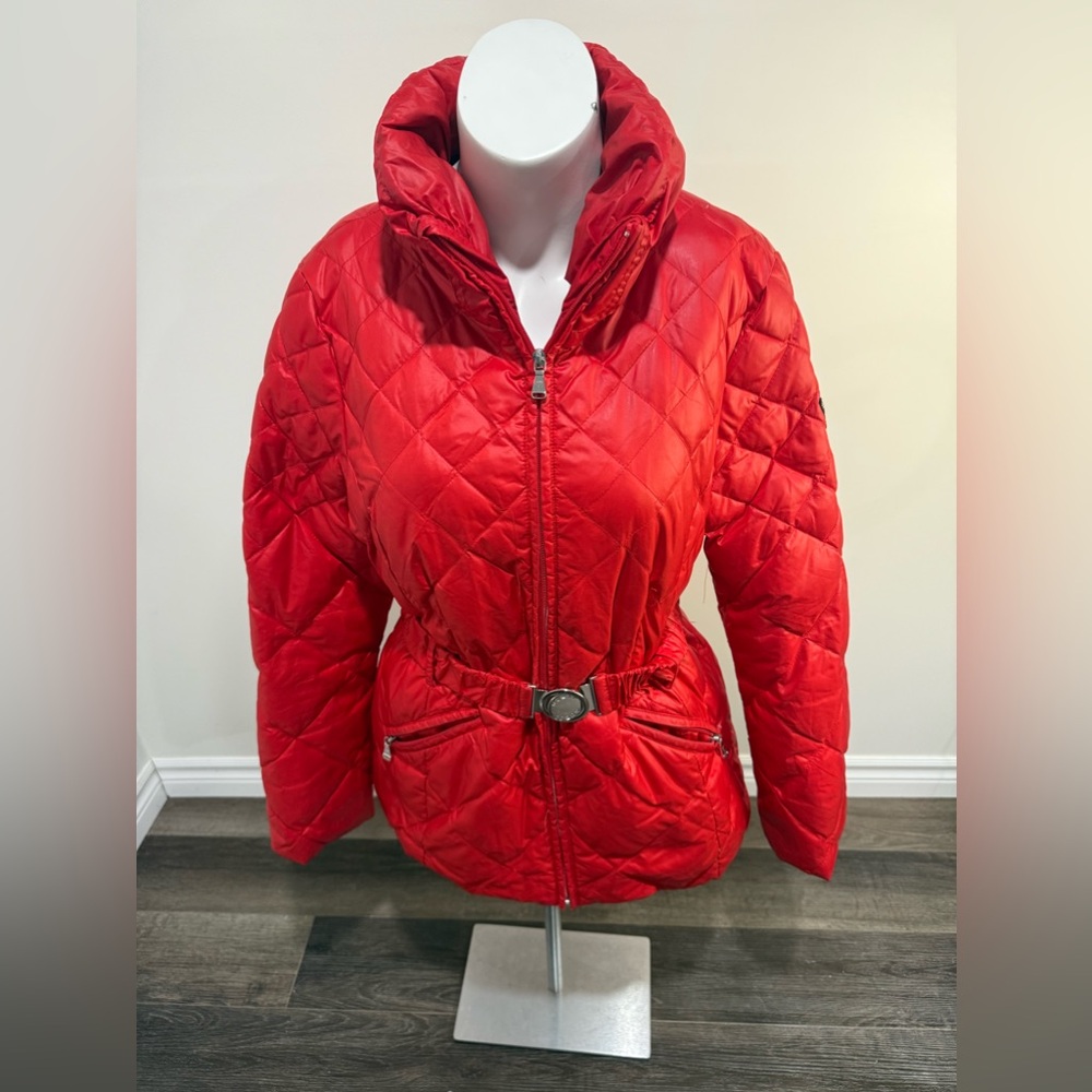 Guess Women's Red Quilted Jacket with belt - M